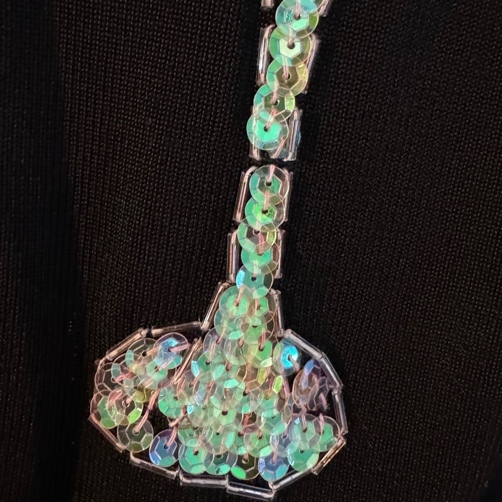 Black Y2K Sequin Champagne Glass Bubbly Celebrate Party Granny Fairy Whimsical - Picture 3 of 9